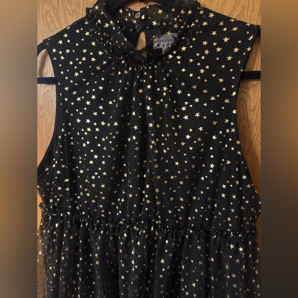 POPSUGAR Black Tulle Dress with Gold Star Accents - Picture 3 of 5